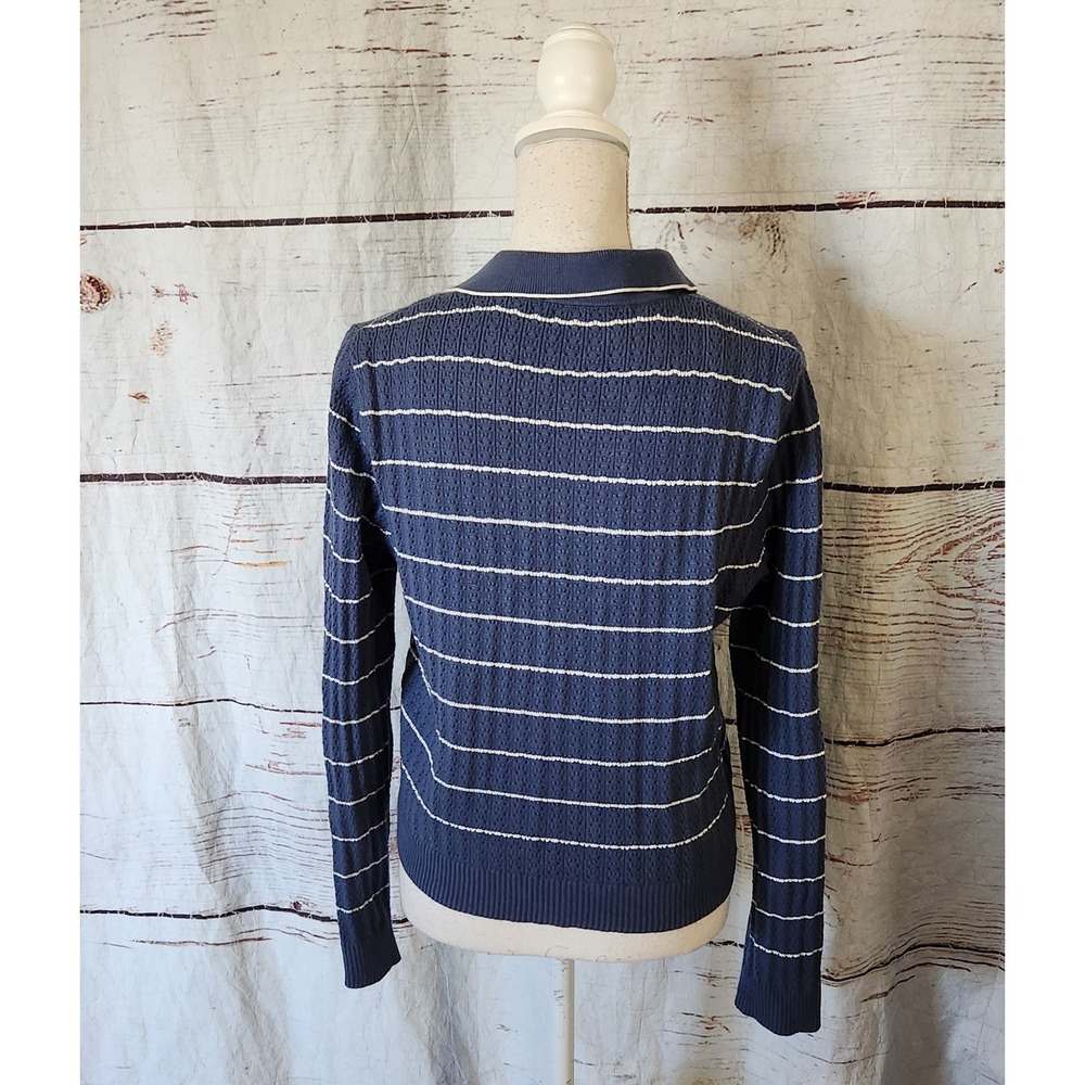 Marine Layer Blue and White Striped Knit Cardigan with Tank - Picture 4 of 10